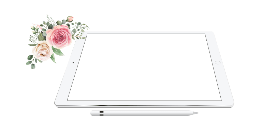 ipad, stylus and flowers